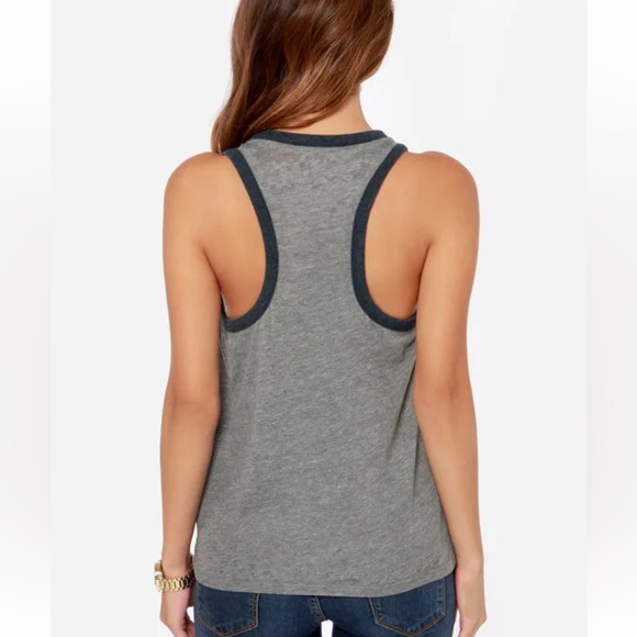 REVOLVE Chaser Rock and Roll USA Burnout Grey Tank Top NEW size small - Picture 3 of 6